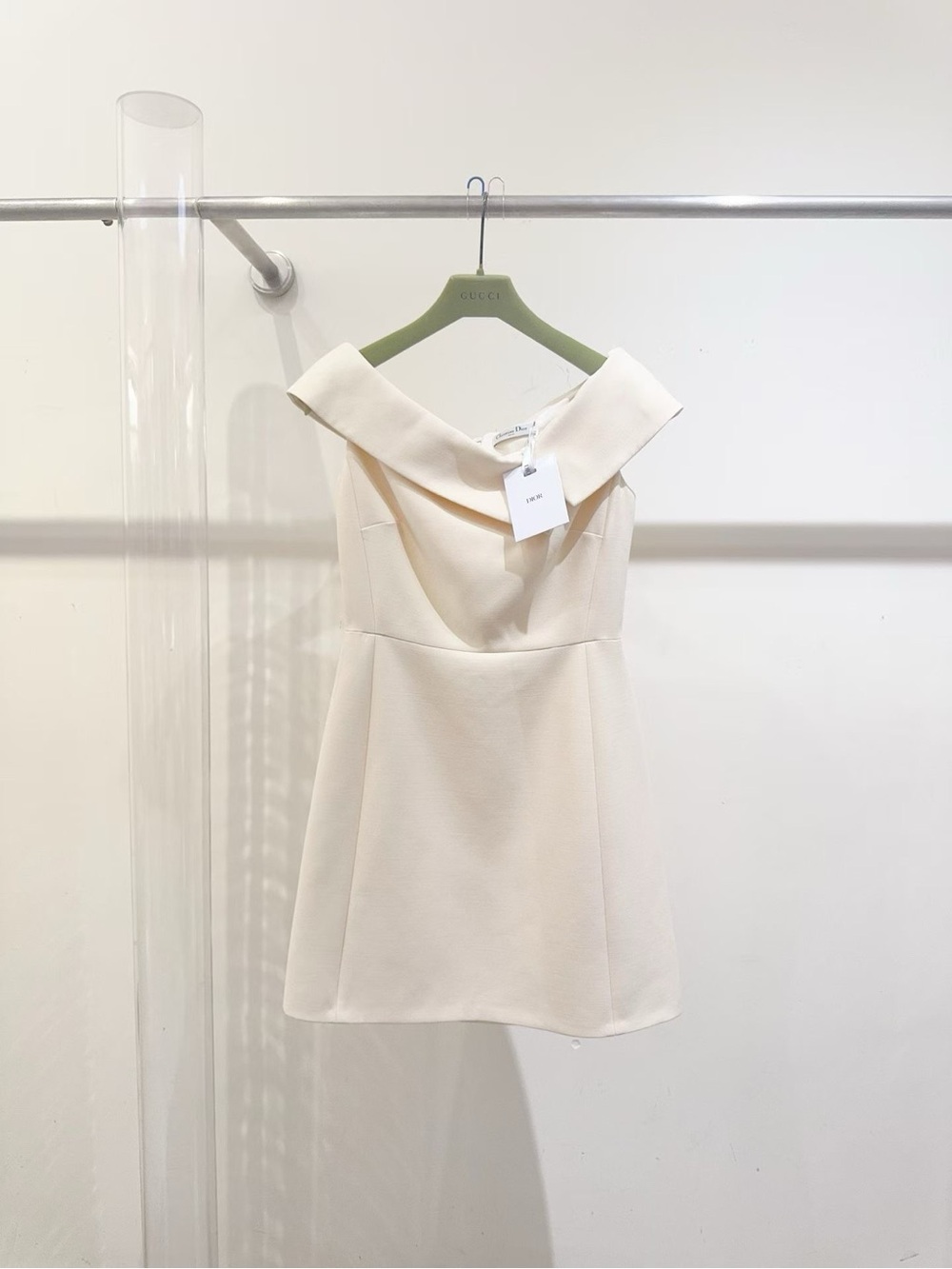 Dior Cream One-Shoulder Mini Dress